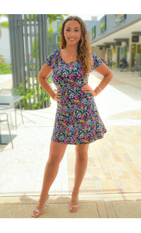 Signature IDANELLY- Floral Printed Dress with Elastic Shoulders