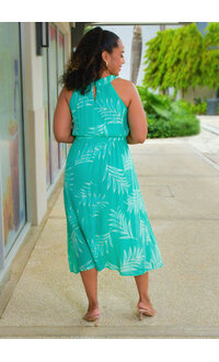 GALANI- Printed Hi-Neck Dress with Beads and Band