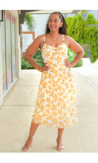 GEAN- Floral Dress with Tie Top & Rings On Straps