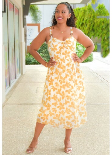 GEAN- Floral Dress with Tie Top & Rings On Straps