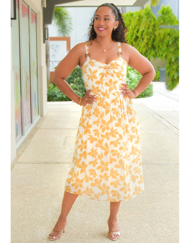 GEAN- Floral Dress with Tie Top & Rings On Straps