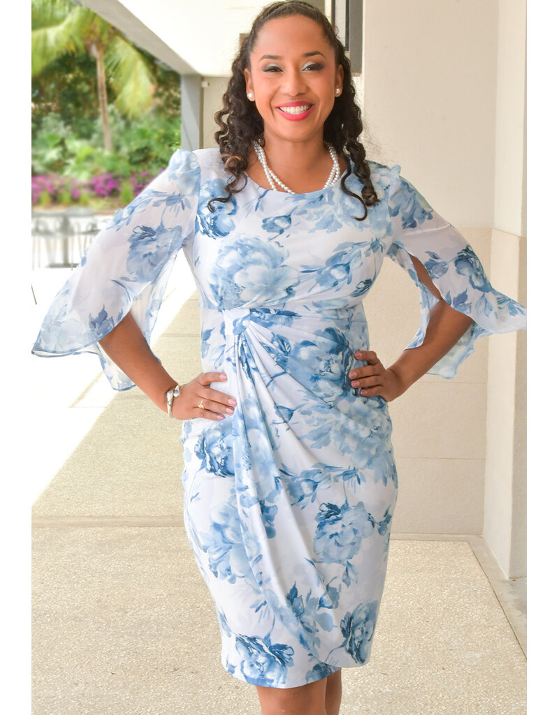 IEVA- Floral Dress with Chiffon Sleeves