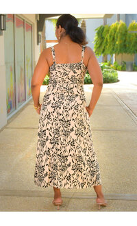 Second Generation KAISER- Long Floral Pleated Top Thin Strap Dress