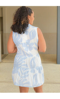 TURKS & CAICOS KOCH- Printed Armhole Dress with Spilt Neck