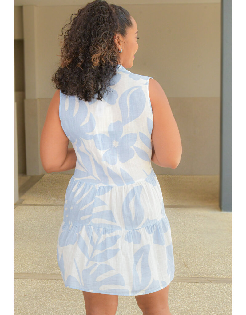 TURKS & CAICOS KOCH- Printed Armhole Dress with Spilt Neck