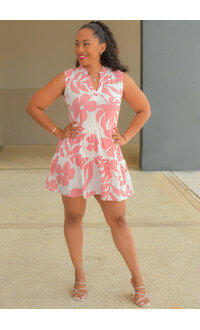 TURKS & CAICOS KOCH- Printed Armhole Dress with Spilt Neck