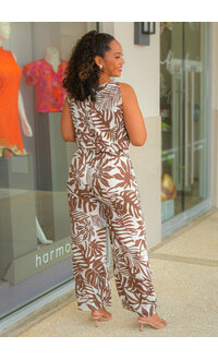 SALTY LEMON KOOKA- Two Piece Leaf Print Pants Suit