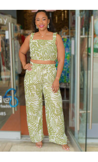 SALTY LEMON KYONG- Printed Two Piece Pants Suit with Elastic Straps