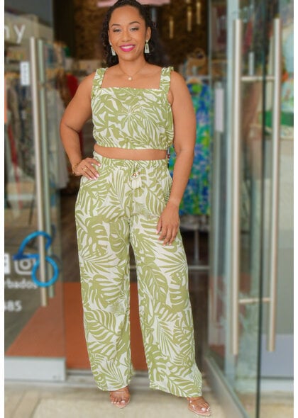 SALTY LEMON KYONG- Printed Two Piece Pants Suit with Elastic Straps