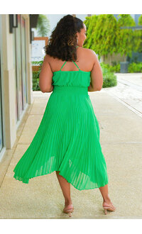 MSK REECEY- Solid Pleated Bottom Dress with Elastic Waist