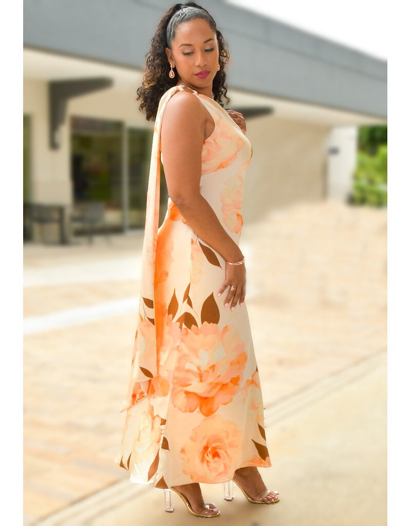 SOLOU- Floral One Shoulder Dress with Ring