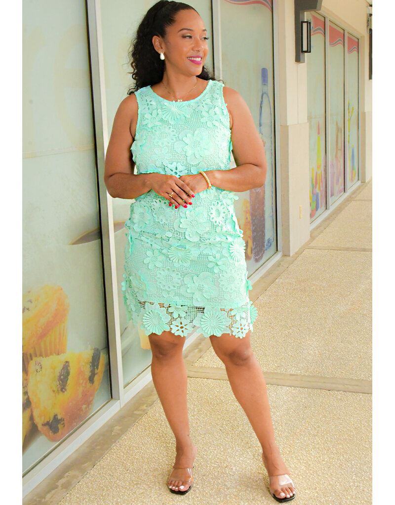 Nina Leonard CEDAR- Armhole Dress with Flower Cut-Outs
