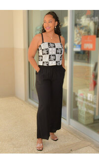 Studio KOEMI- Crinkle Pants Suit with Embroidery Top