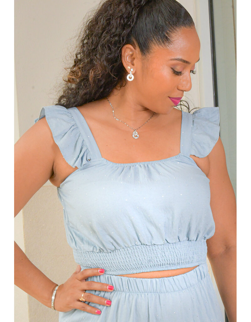 AZ KUMIKO- Frill Strap Skirt Suit with Studs
