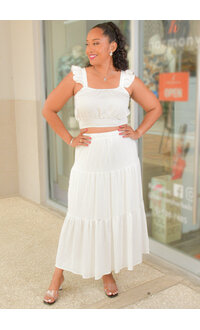 AZ KUMIKO- Frill Strap Skirt Suit with Studs