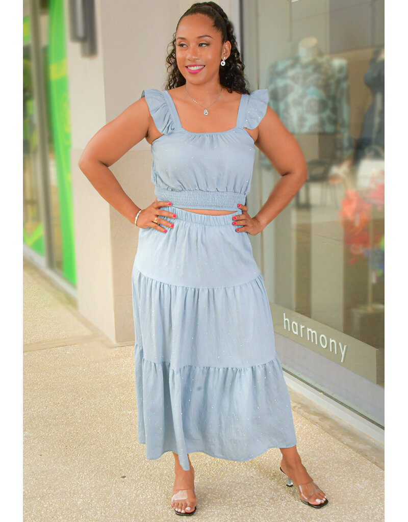 AZ KUMIKO- Frill Strap Skirt Suit with Studs