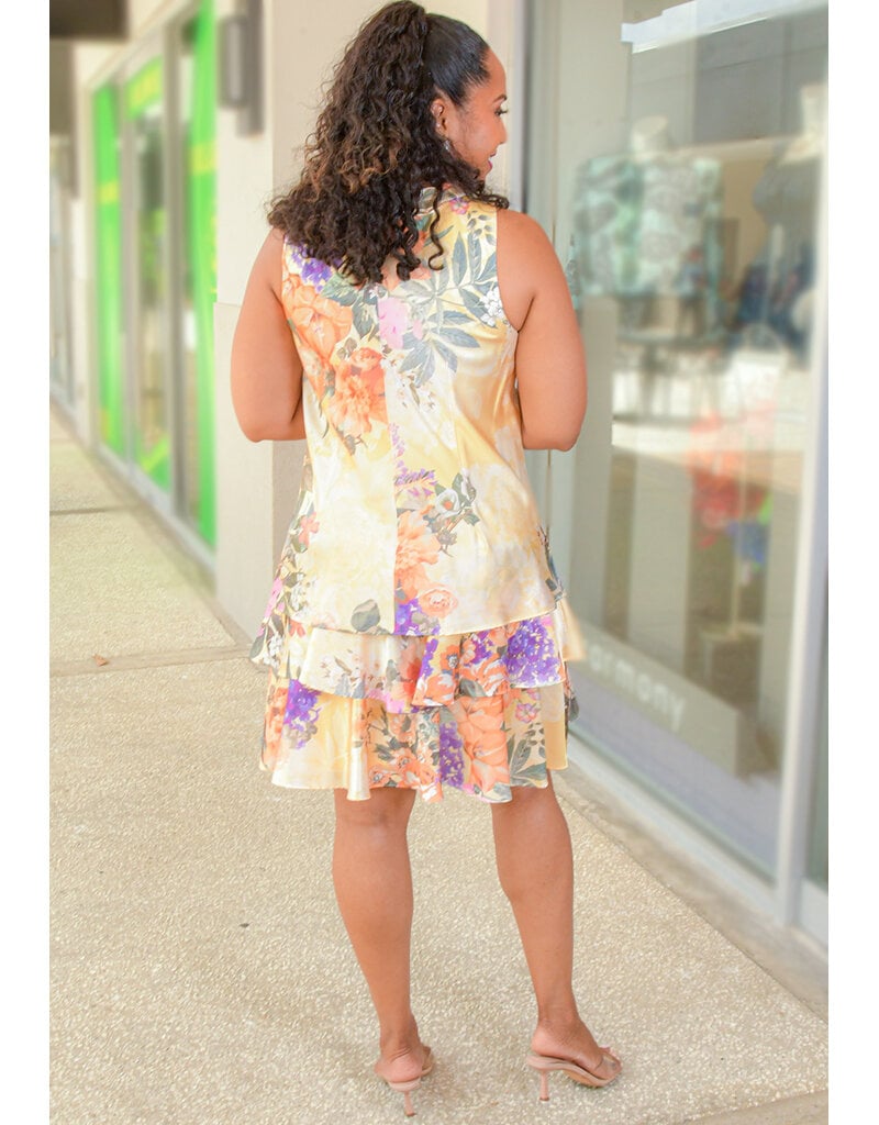 Signature REI- Floral Armhole Dress with Tie @ Neck