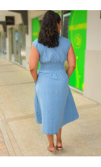 Sandra Darren WENDIA- Armhole Zip Front Dress with Elastic Waist