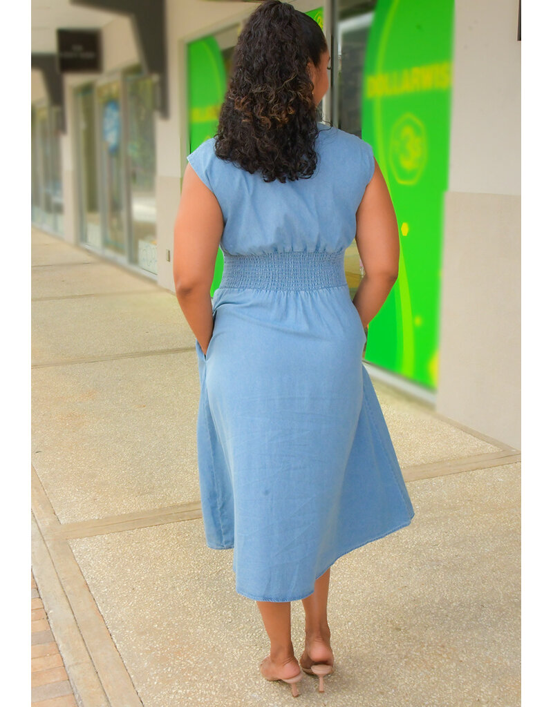 Sandra Darren WENDIA- Armhole Zip Front Dress with Elastic Waist