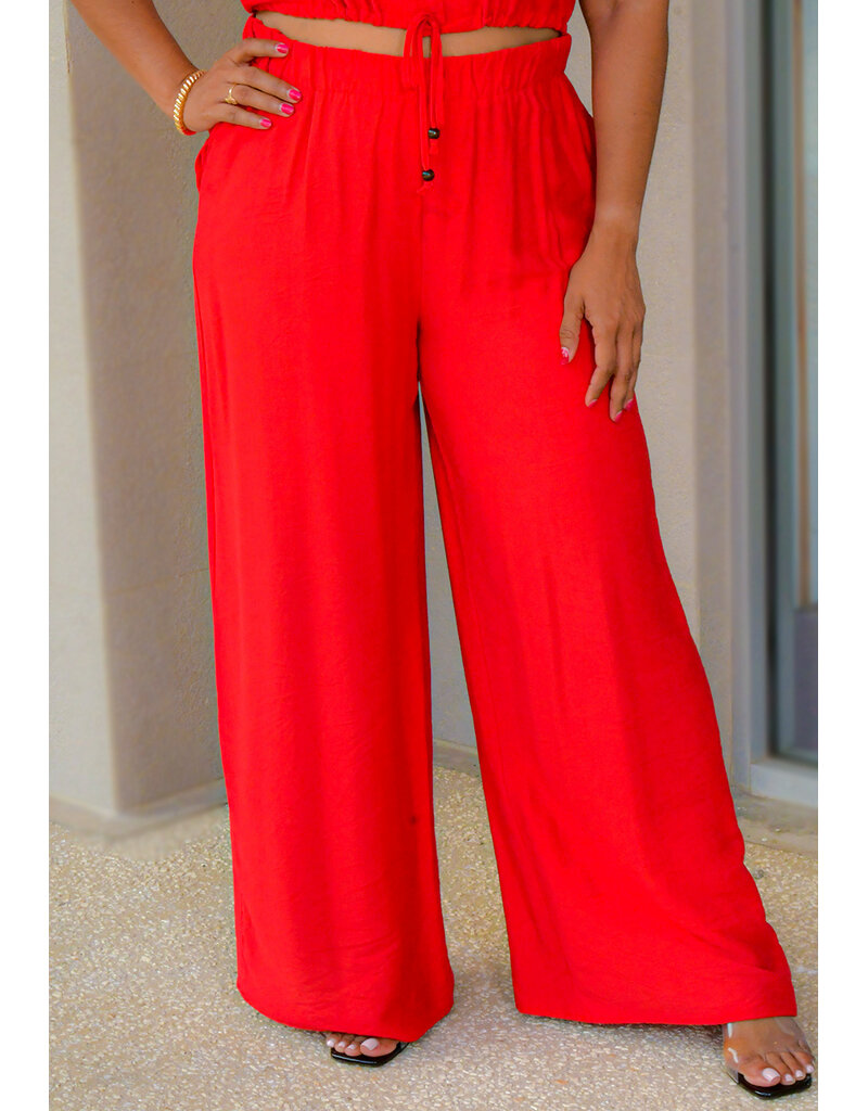 DOUBLE ZERO KONY- Two Piece Pant Suit with Drawstring Top