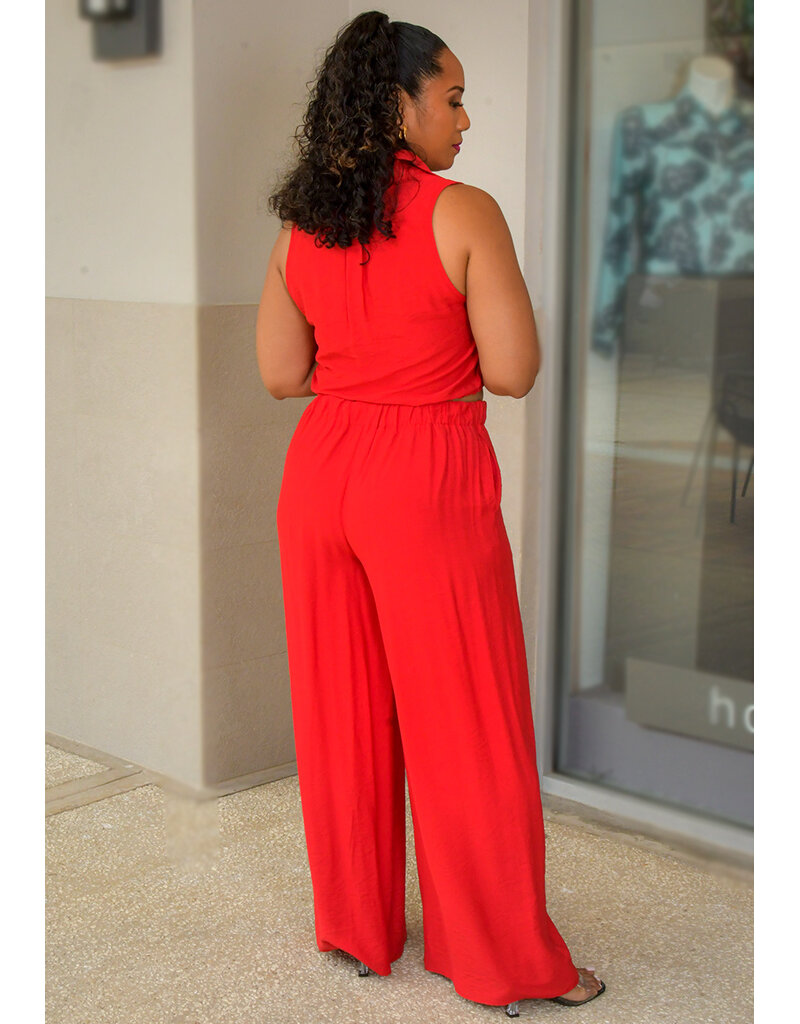 DOUBLE ZERO KONY- Two Piece Pant Suit with Drawstring Top