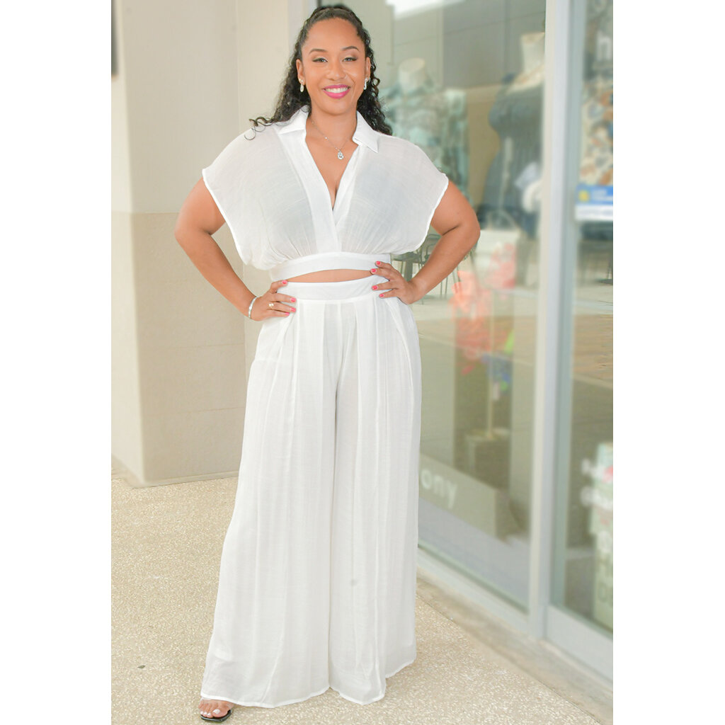 GEFT- Solid Two Piece Pants Suit