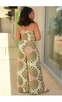 HYFVE KILLY- Printed Two Piece Pants Suit with Elastic Tube Top