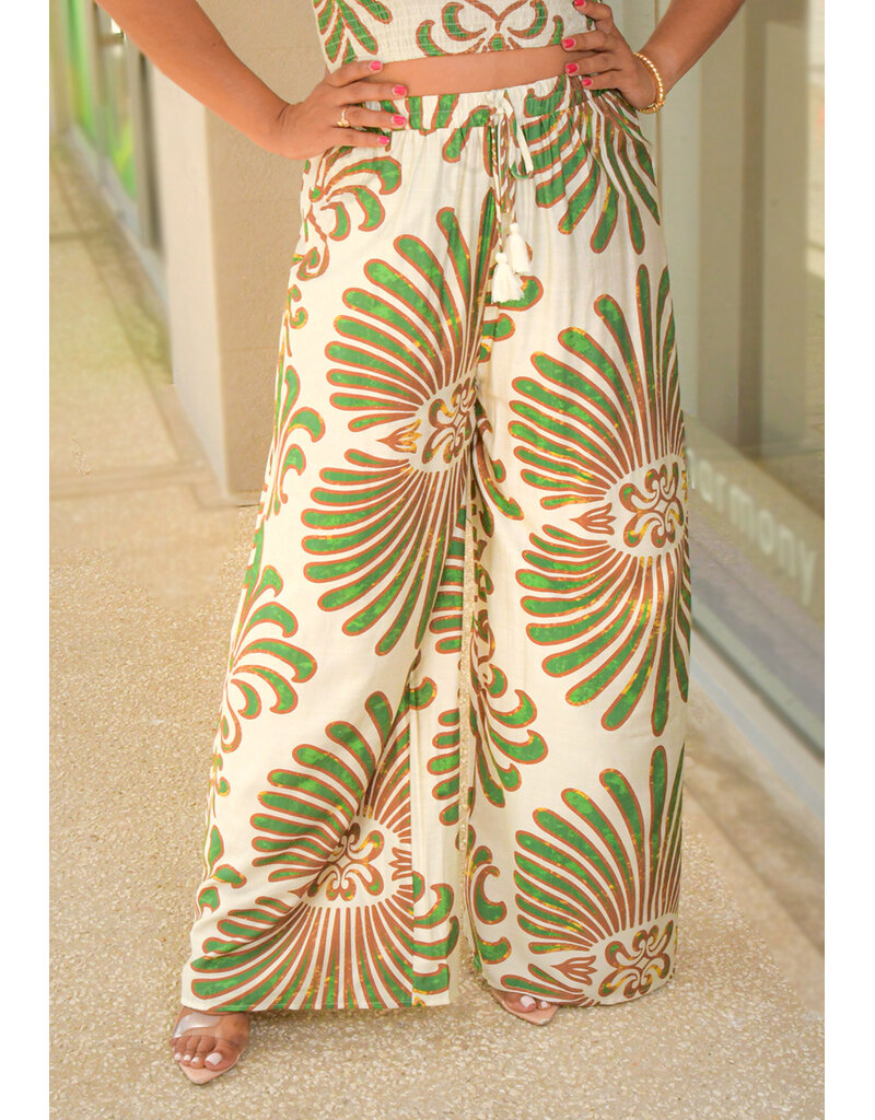 HYFVE KILLY- Printed Two Piece Pants Suit with Elastic Tube Top