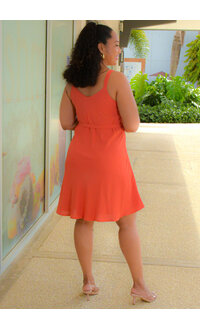 AZ KINDAY- Solid Small Straps V-Neck Dress with Band