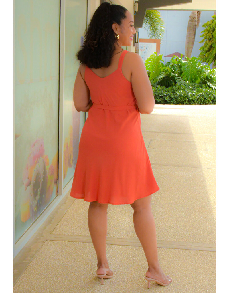AZ KINDAY- Solid Small Straps V-Neck Dress with Band