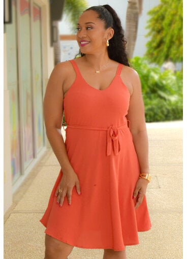 AZ KINDAY- Solid Small Straps V-Neck Dress with Band