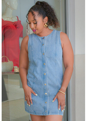 THE WORKSHOP WORM- Armhole Denim Botton Down Dress
