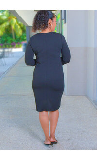 RAYIO- Solid 3/4 Sleeve Dress with Side Zip