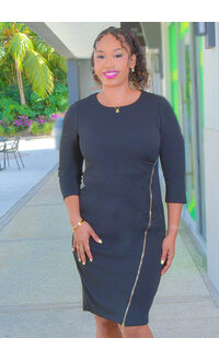RAYIO- Solid 3/4 Sleeve Dress with Side Zip