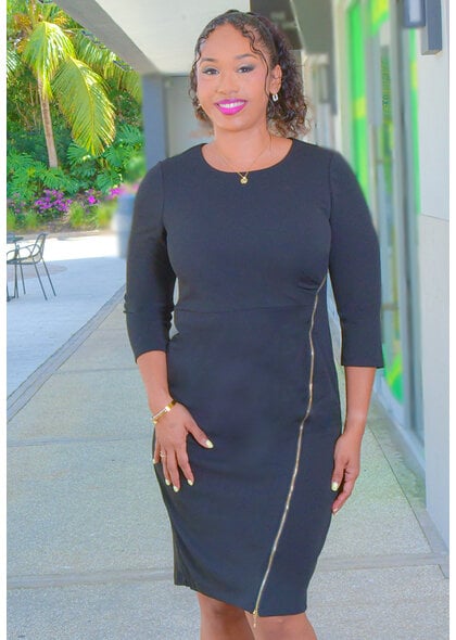 RAYIO- Solid 3/4 Sleeve Dress with Side Zip