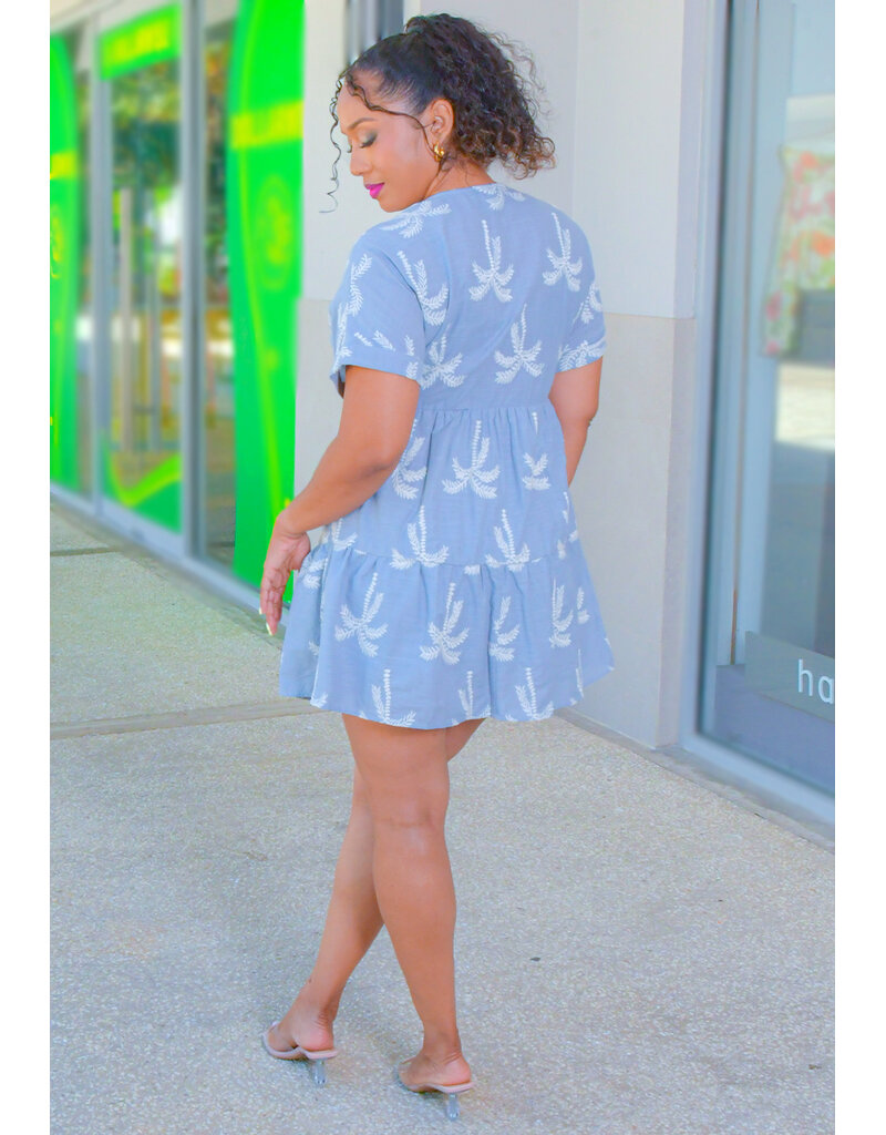 HYFVE KRAIN- V-Neck Embroidery Dress with Cuff Sleeves