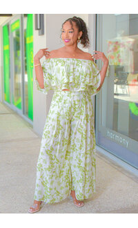 HYFVE KIRAN- Printed Pants Suit with Flounce Top