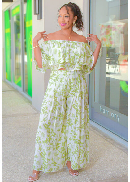 HYFVE KIRAN- Printed Pants Suit with Flounce Top