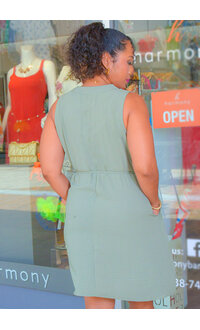 AZ KEERY- Solid Armhole Dress with String