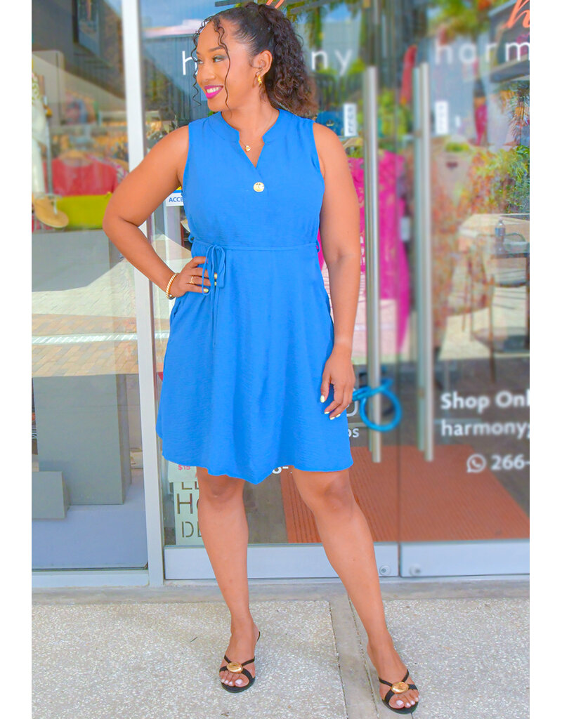 AZ KEERY- Solid Armhole Dress with String