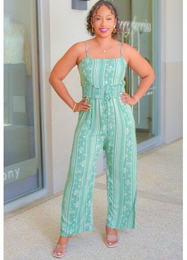AS U WISH KAYA- Stripe Jumpsuit with Elastic Waist