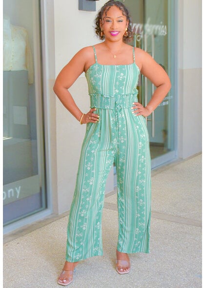 AS U WISH KAYA- Stripe Jumpsuit with Elastic Waist
