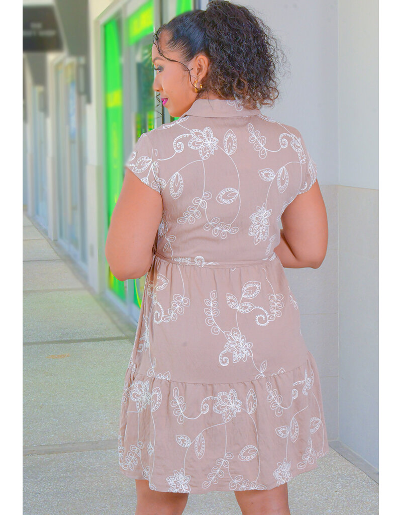 AZ KALEAH- Embroidered Cap Sleeve Dress