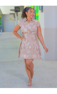 AZ KALEAH- Embroidered Cap Sleeve Dress