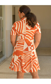 NANA- Printed Button Down Dress with Collar