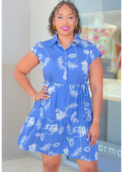 AZ KALEAH- Embroidered Cap Sleeve Dress