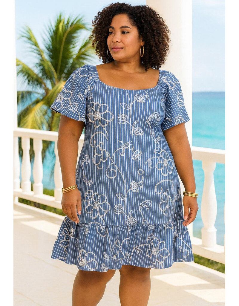 Signature WINONA- Plus Size Embroidered Frill Hem Dress