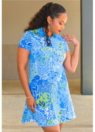 MSK ISHANNA- Floral Short Dress with Collar & Zip