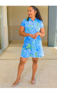 MSK ISHANNA- Floral Short Dress with Collar & Zip