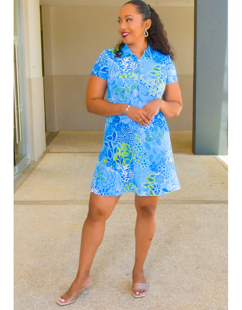 MSK ISHANNA- Floral Short Dress with Collar & Zip